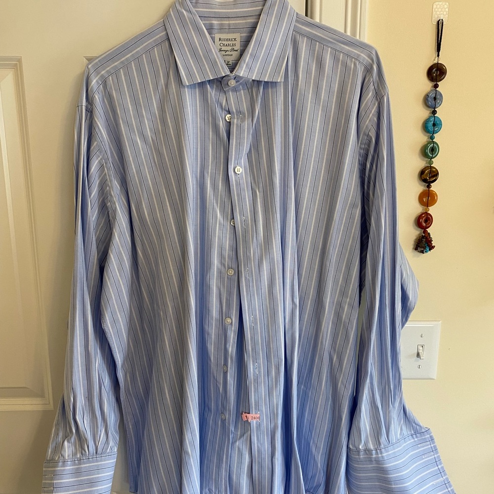 Blue and white striped dress shirt